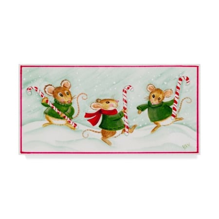 Beverly Johnston '3 Mice With Candy Canes' Canvas Art,10x19